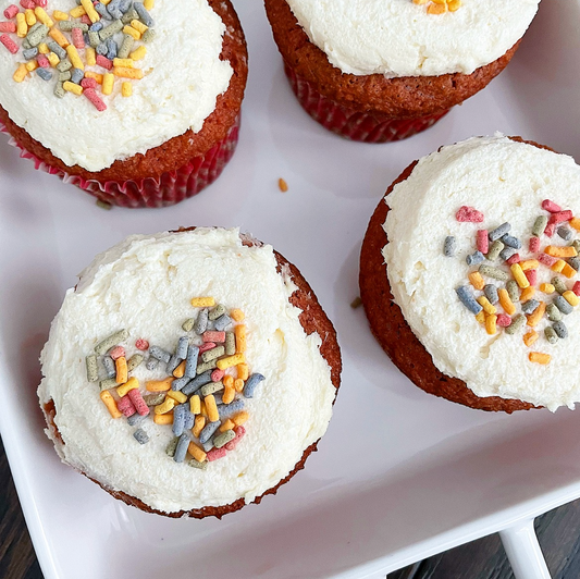 Who doesn't love gluten-free cupcakes? Especially when the cupcake is grain free and sugar free! Everyone will want seconds of these light, fluffy and Keto-friendly red velvet cupcakes topped with a dollop of cream cheese frosting!
