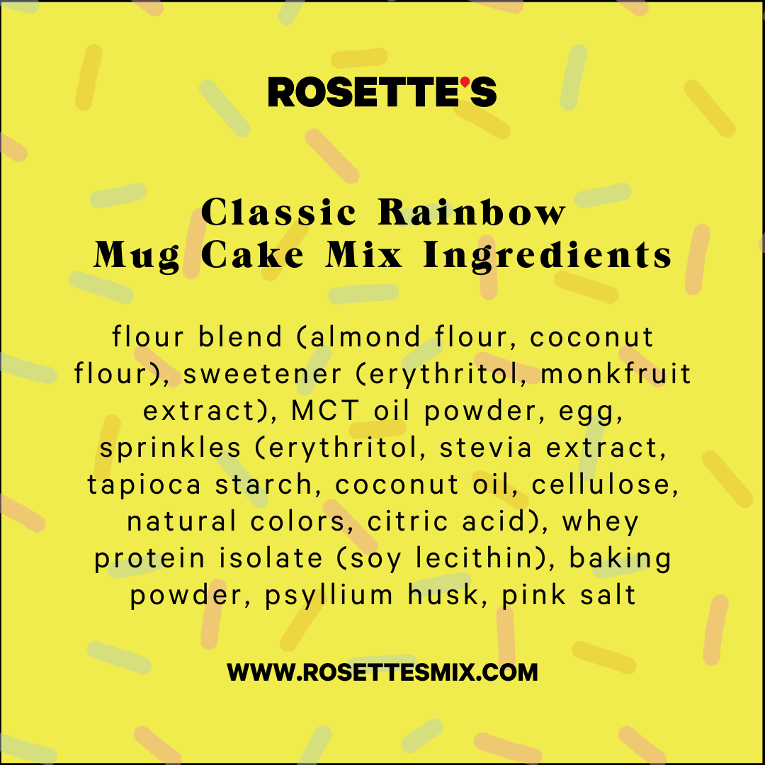 ROSETTE'S Sugar Free Classic Rainbow Sprinkle Mug Cake Mix