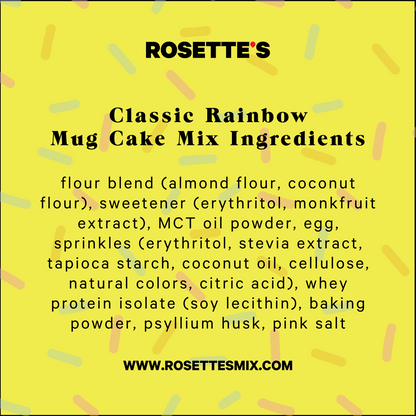 ROSETTE'S Sugar Free Classic Rainbow Sprinkle Mug Cake Mix