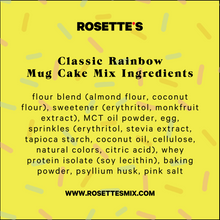Load image into Gallery viewer, ROSETTE&#39;S Sugar Free Classic Rainbow Sprinkle Mug Cake Mix
